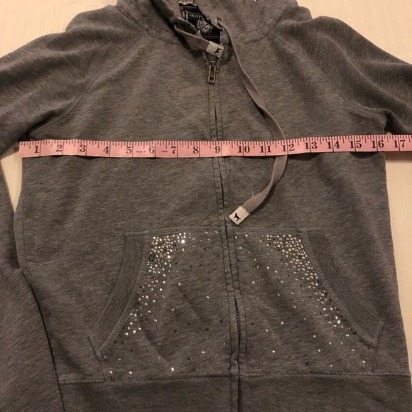 PINK Victoria's Secret Charcoal Hoodie with Rhinestones - Picture 6 of 6